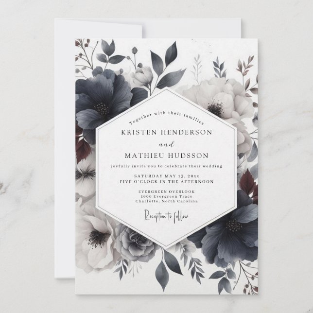 Convite Slate Dusky Bloom Wedding (Frente)