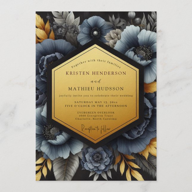 Convite Slate Gilded Nocturne Wedding (Frente)