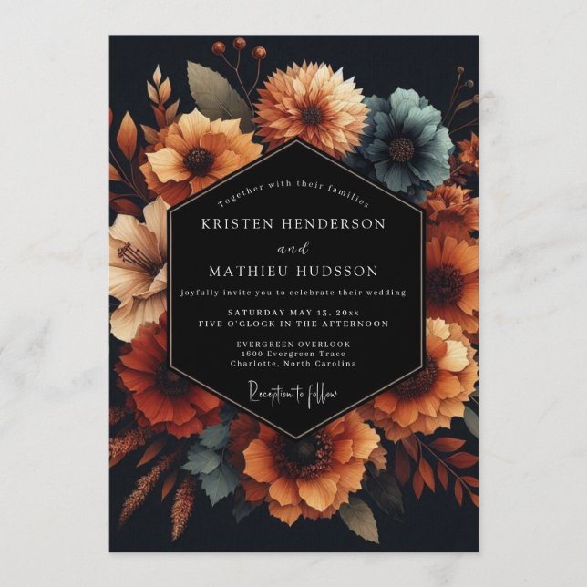 Convite Slate Marigold Autumnal Wedding (Frente)