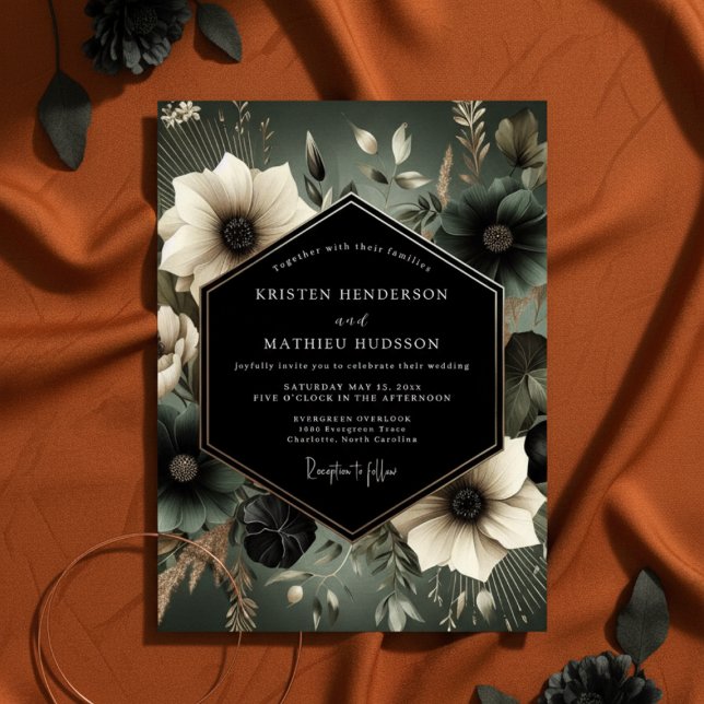 Convite Slate Moody Bloom Wedding (Criador carregado)