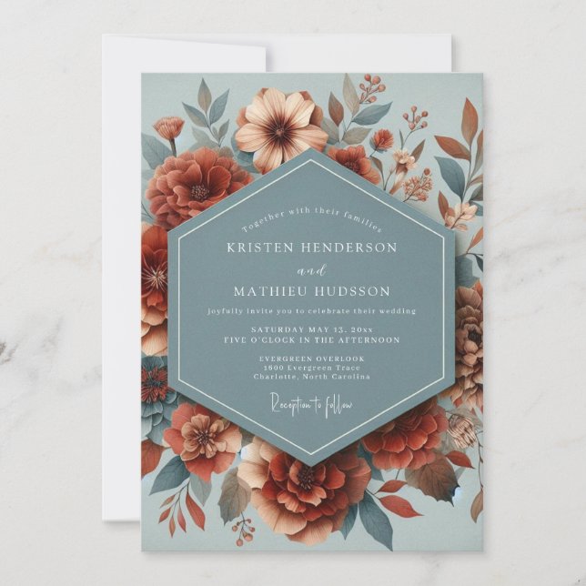 Convite Slate Paprika Autumnal Wedding (Frente)