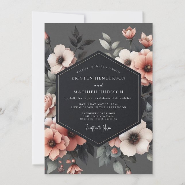 Convite Slate Petal Twilight Wedding (Frente)