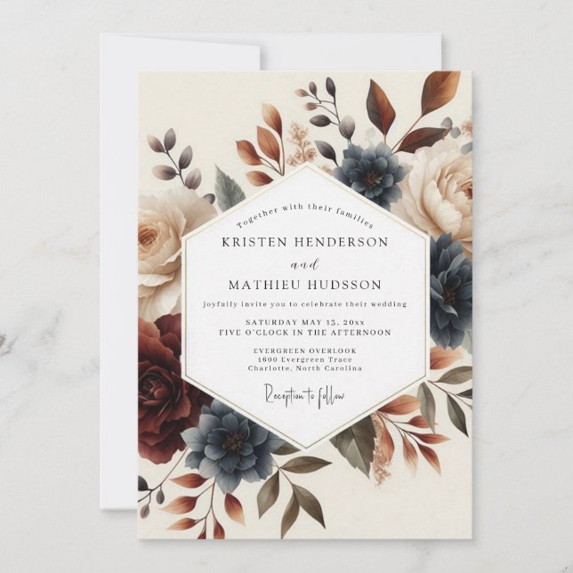 Convite Slate Russet Autumnal Wedding (Frente)