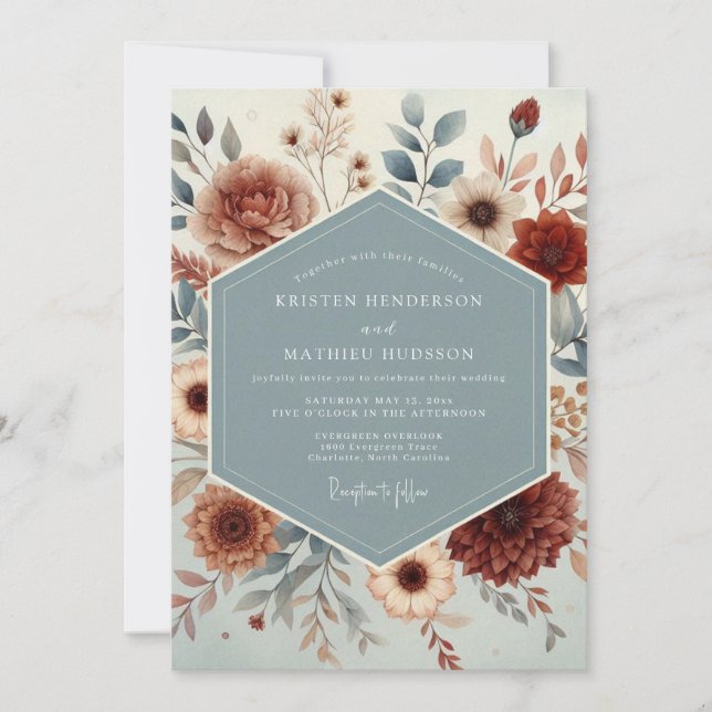 Convite Slate Rust Autumnal Wedding (Frente)