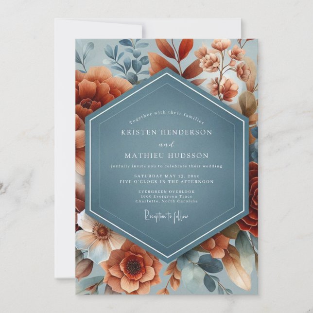 Convite Slate Rust Brushstroke Wedding (Frente)