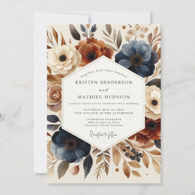 Convite Slate Terracotta Autumnal Wedding (Frente)