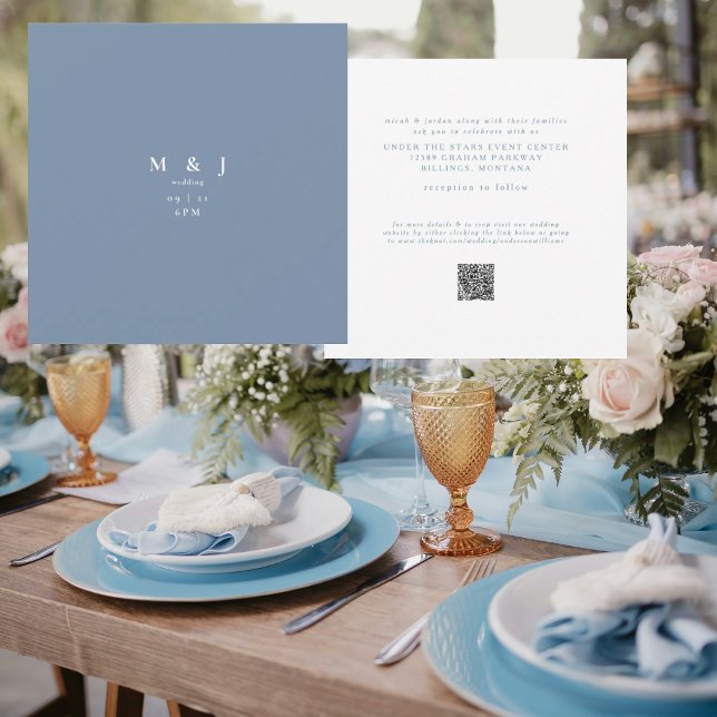 Convite Sleek & Simple Modern Periwinkle Square Wedding (Criador carregado)