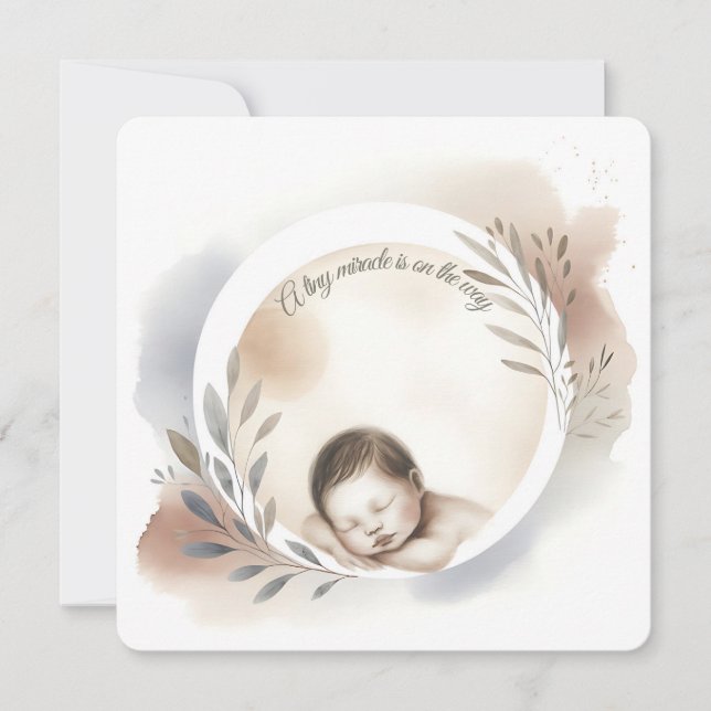 Convite Sleeping Baby Watercolor Illustration (Frente)