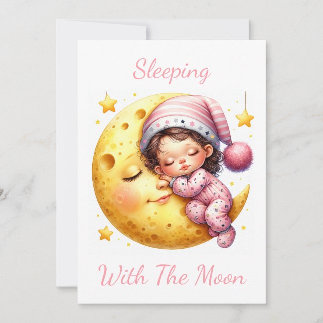 Convite Sleeping with the Moon Girl's Baby Shower (Frente)