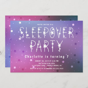 Convite Sleepover das meninas da noite estrelado