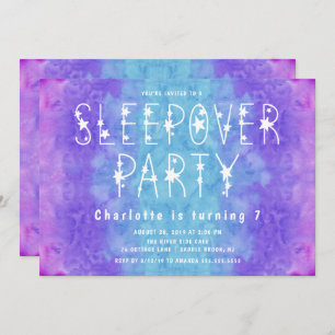 Convite Sleepover estrelado das meninas da aguarela azul