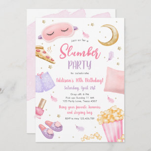 Convite Sleepover Girl Spa Pink Birthday