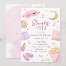 Convite Sleepover Girl Spa Pink Birthday Inv