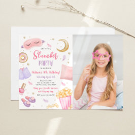 Convite Sleepover Girl Spa Pink Birthday Inv