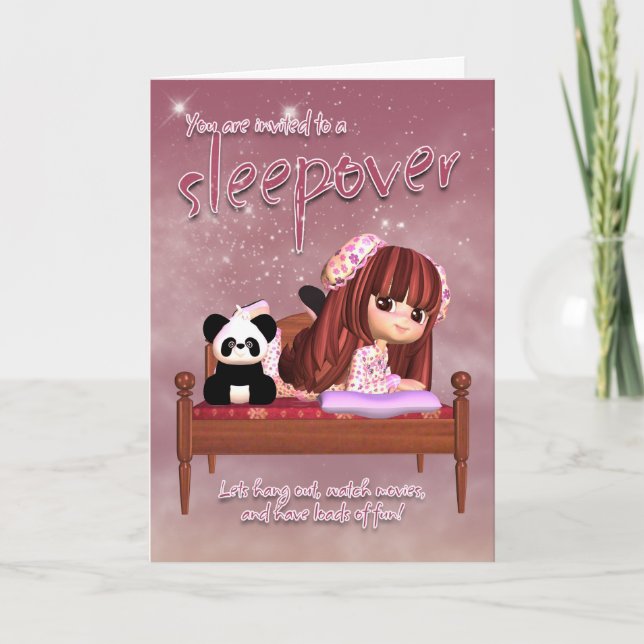 Convite Sleepover Invitation Card (Frente)