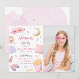 Convite Sleepover Slumber Party Girl Spa Pink Aniversário