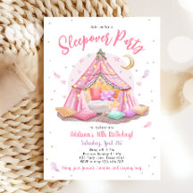 Sleepover Slumber Party Glamping Tent Birthday