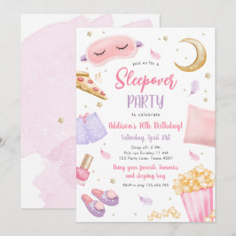 Convite Sleepover Slumbper Party Girl Spa Pink Birthday In