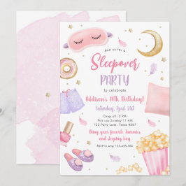 Convite Sleepover Slumbper Party Girl Spa Pink Birthday In