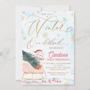 Convite Sleigh Winter One-derland Birthday Invitation