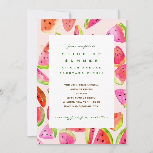 Convite Slice of Summer Watermelon Party Invitation (Frente)
