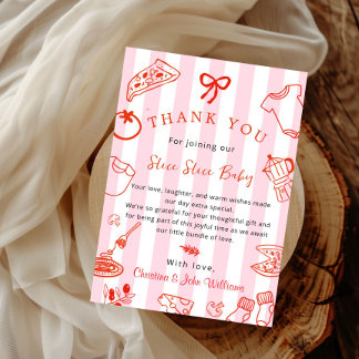 Convite Slice Slice Baby Pizza Baby Shower Thank you Card