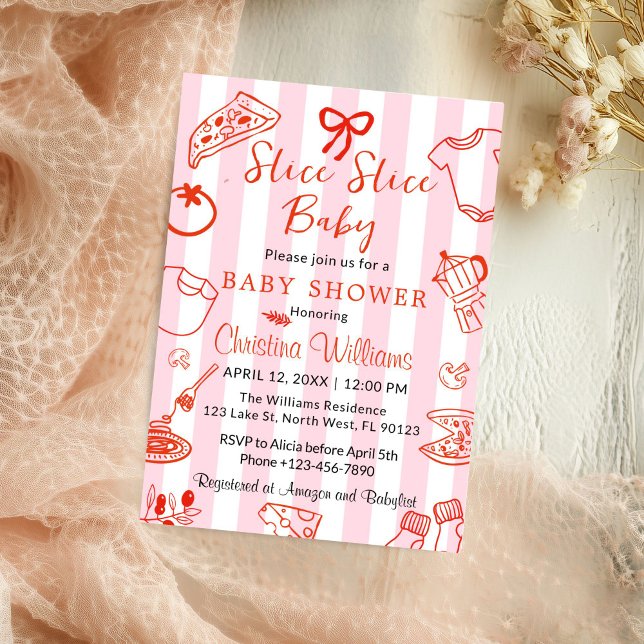 Convite Slice Slice Baby Pizza Shower Invitation (Slice Slice Baby Pizza, Baby Shower Invitation)