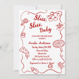 Convite Slice Slice Baby | Red Doodle Pizza Baby Shower