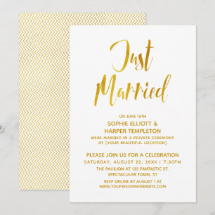 Convite Slim Gold Chevron Casados Recém-Casados Festa Pós-