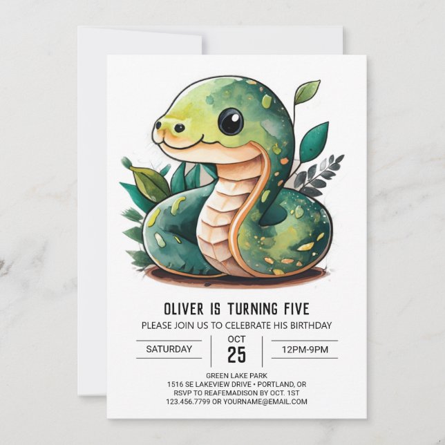 Convite Slithering Wonderland Birthday Invitation (Frente)