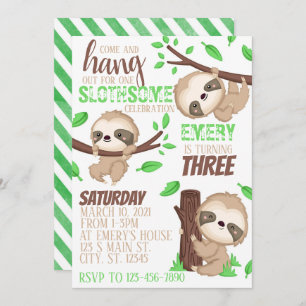 Convite Sloth Birthday