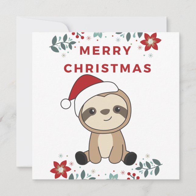 Convite Sloth Christmas Snow Winter Animals Sloths (Frente)