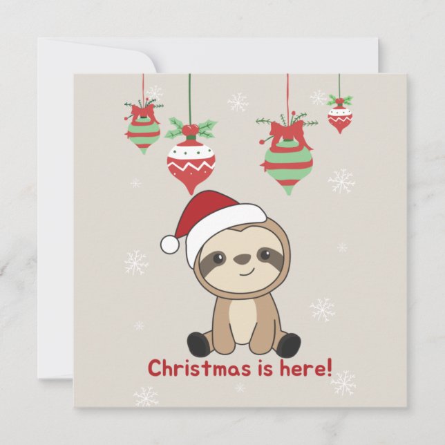 Convite Sloth Christmas Snow Winter Animals Sloths Invitat (Frente)