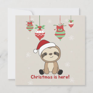 Convite Sloth Christmas Snow Winter Animals Sloths Invitat