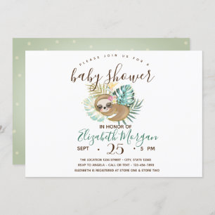 Convite Sloth, Palm, Bolinhas