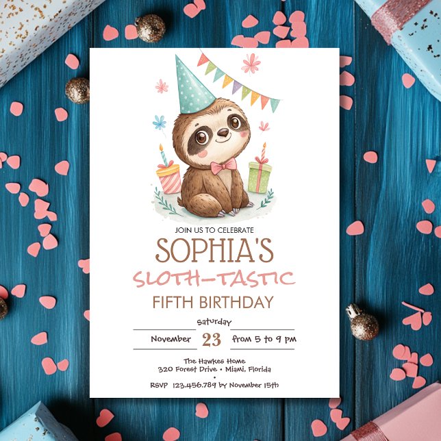 Convite Sloth sloth-tastic kids birthday (Criador carregado)