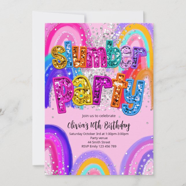 Convite Slumber Party Birthday Invitation (Frente)