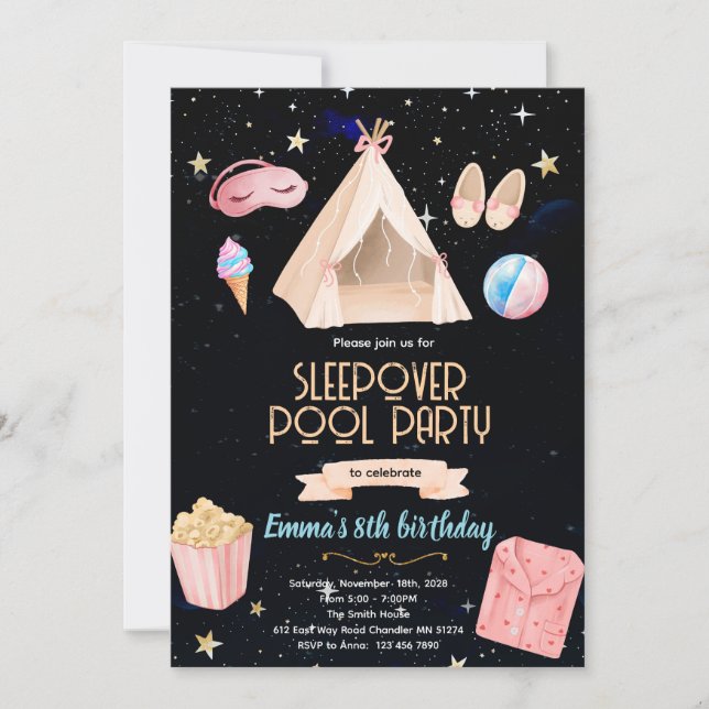 Convite Slumber Pool birthday Party Invitation (Frente)