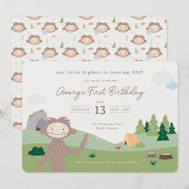 Convite Slumberkins Bigfoot Woodland First Birthday
