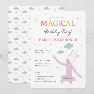 Convite Slumberkins Magical Rainbow Unicorn Birthday