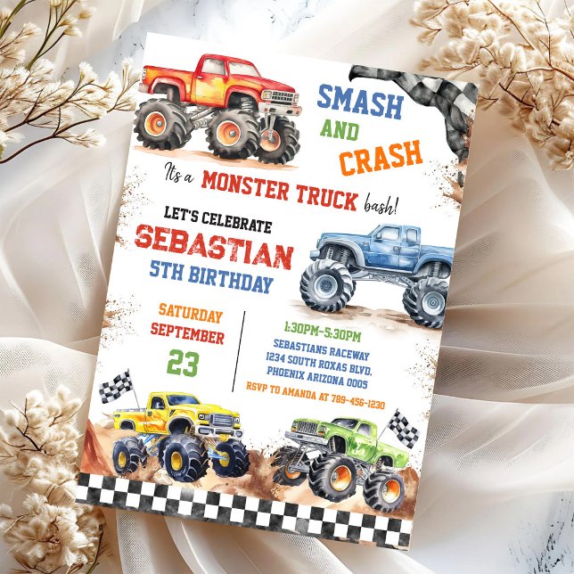 Convite Smash & Crash É o Festa de Caminhão Monstro do Men (Criador carregado)