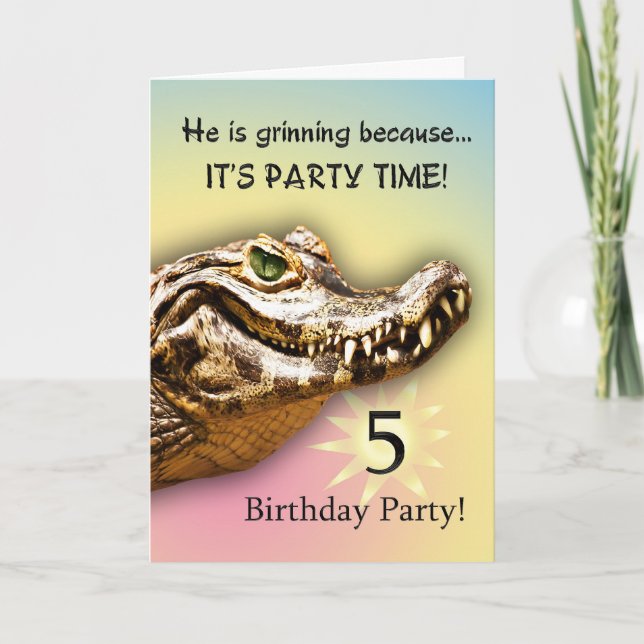 Convite Smiling gator party invitation (Frente)