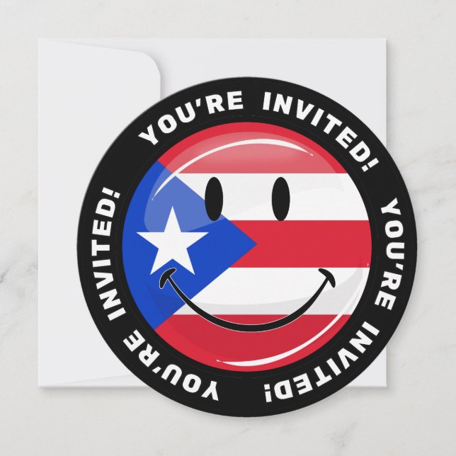 Convite Smiling Puerto Rican Flag (Frente)