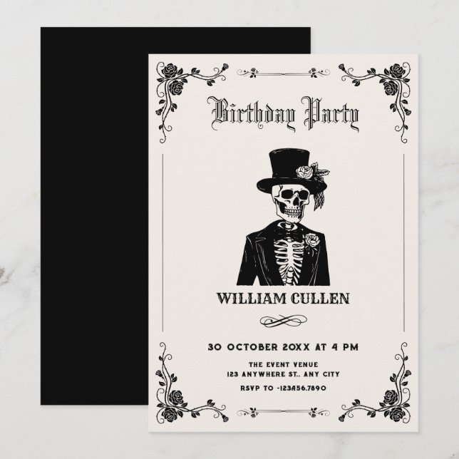 Convite Smoking caveira  (Frente/Verso)