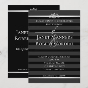 Convite Smoking Listrado de Cristal Preto Formal Elegante 