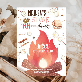 Convite S'more Bonfire Smore Divertido Amigos acampando An