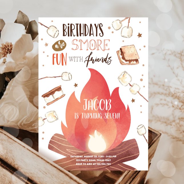 Convite S'more Bonfire Smore Divertido Amigos acampando An (Criador carregado)