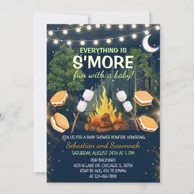 Convite S'more Fun Campfire Smores Baby Shower (Frente)