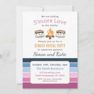 Convite S'more Love temed baby gender