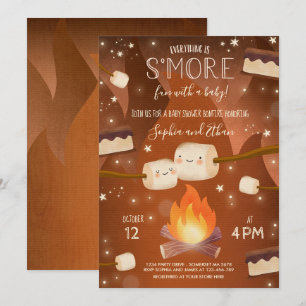 Convite S'more Sexo Neutro de Chá de fraldas Bonfire